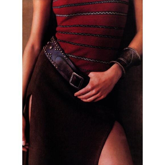 Ralph Lauren Purple Label Runway Top Linen Red Stripe Turtleneck Vintage 1997 Ad - Picture 3 of 12